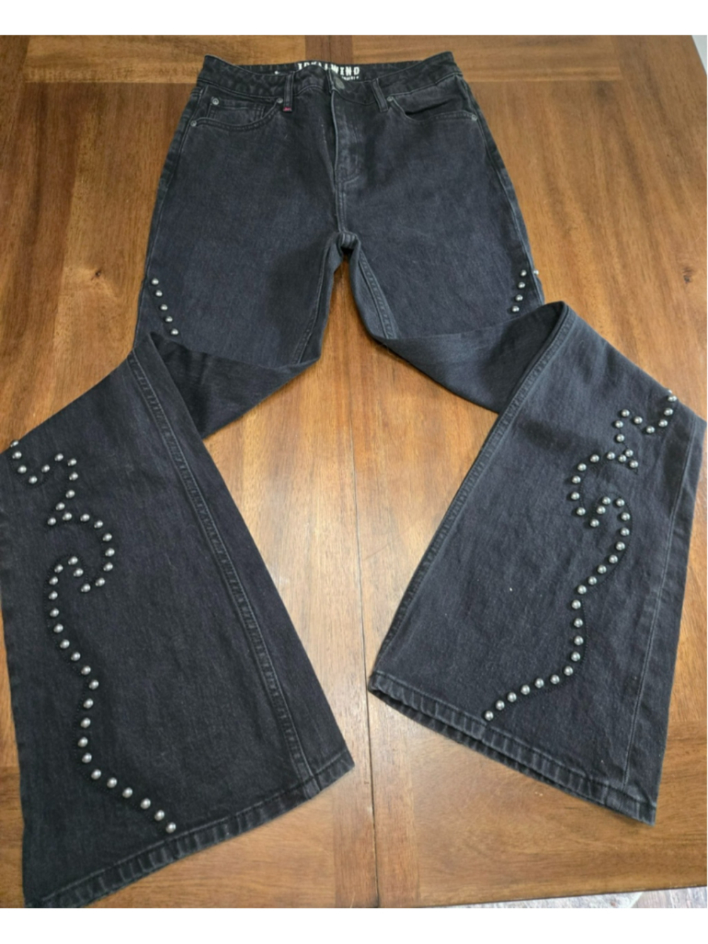 Idyllwind Miranda Lambert Alameda Black Studded Flared Jeans Sz 4 Tall